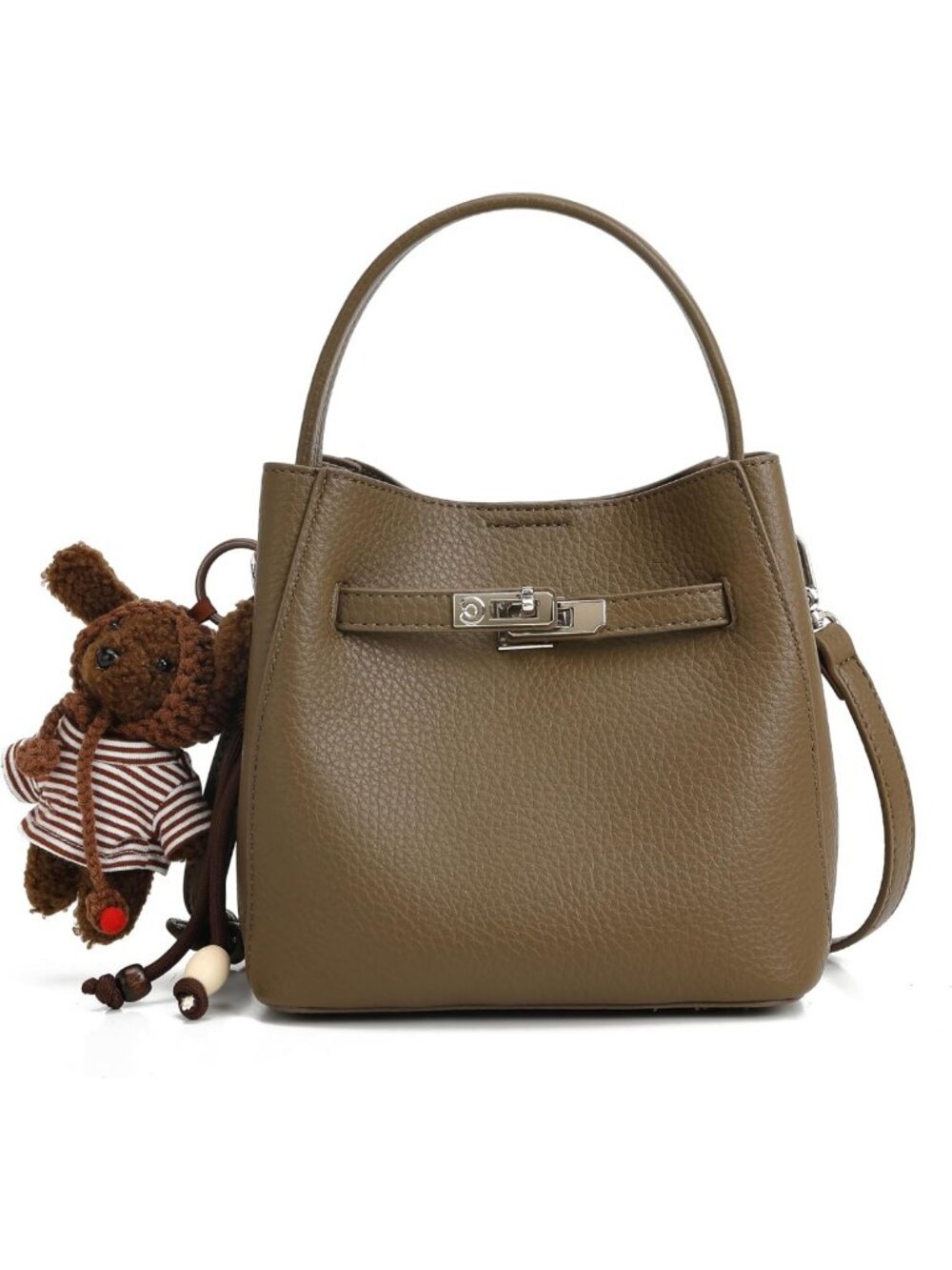 Chic Light Luxury Bucket Bag | Lychee Patterned Handbag | Versatile Crossbody